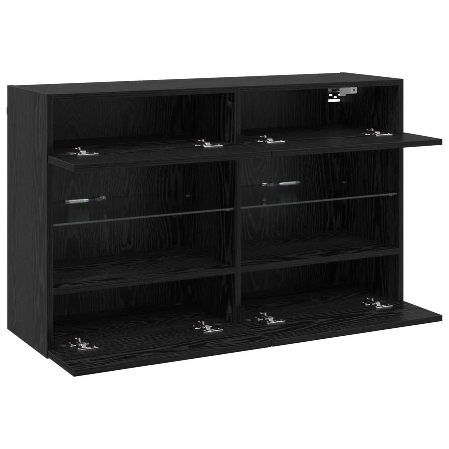 Meuble TV mural avec LED Chêne noir 98,5 x 30 x 60,5 cm - 7