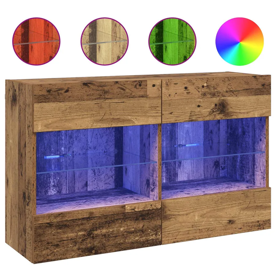 Meuble TV mural avec LED Bois Ancien 98,5 x 30 x 60,5 cm - 4