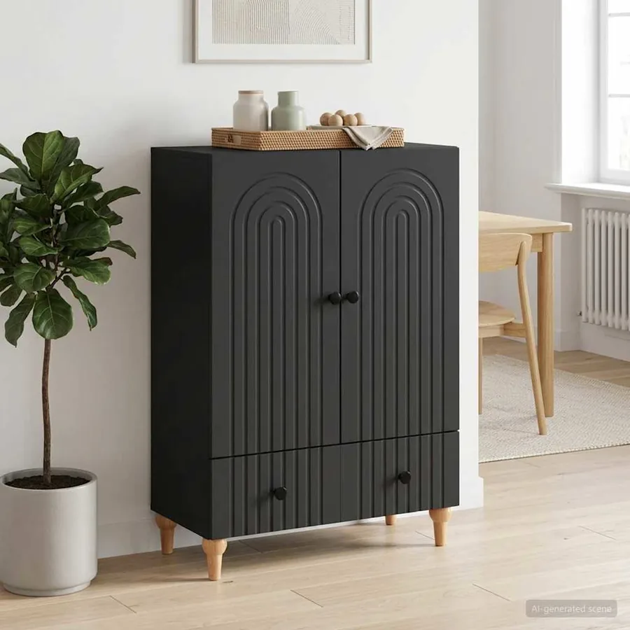 Buffet avec tiroir Noir 66 x 34,5 x 95 cm Bois d'ingénierie