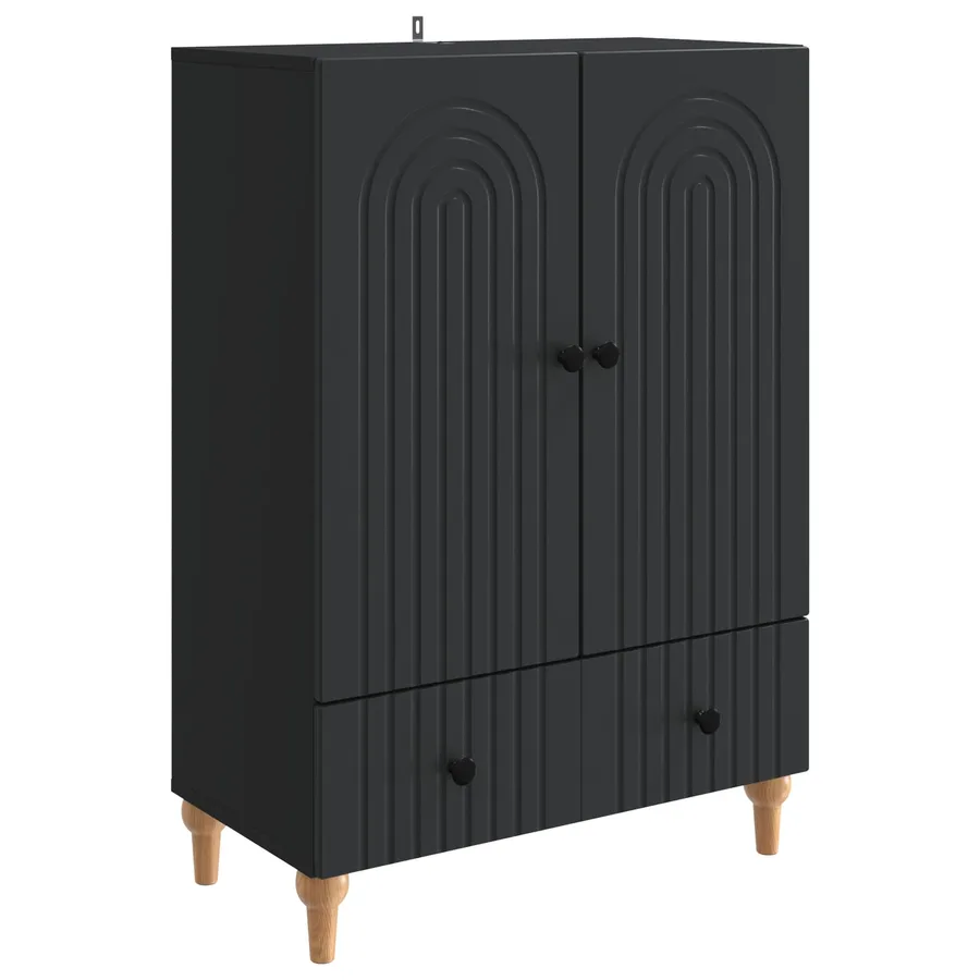 Buffet avec tiroir Noir 66 x 34,5 x 95 cm Bois d'ingénierie - 2