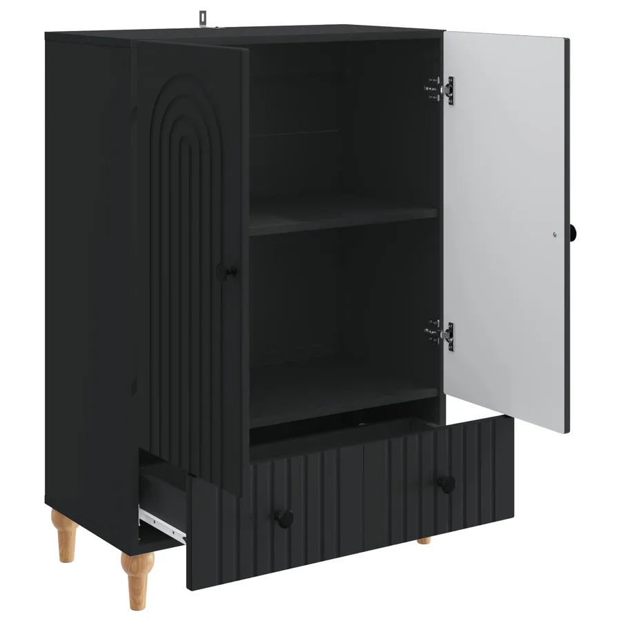 Buffet avec tiroir Noir 66 x 34,5 x 95 cm Bois d'ingénierie - 4