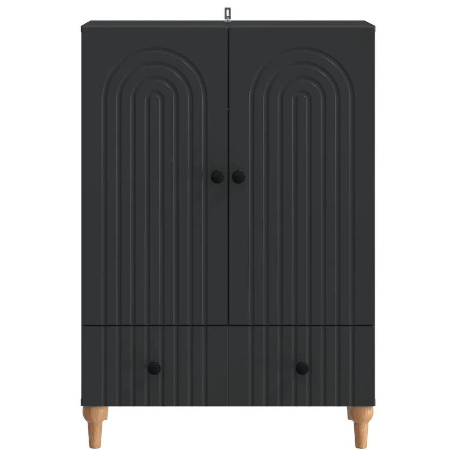 Buffet avec tiroir Noir 66 x 34,5 x 95 cm Bois d'ingénierie - 5
