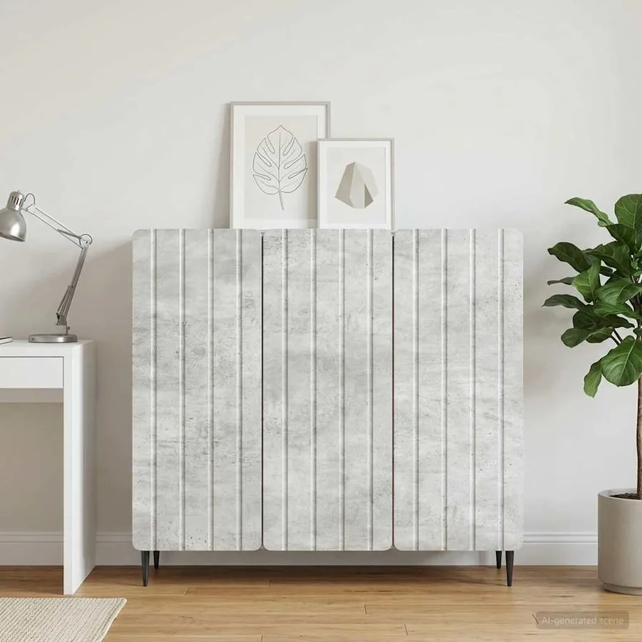 Buffet Gris béton 89 x 34,5 x 82 cm Bois d'ingénierie - 4
