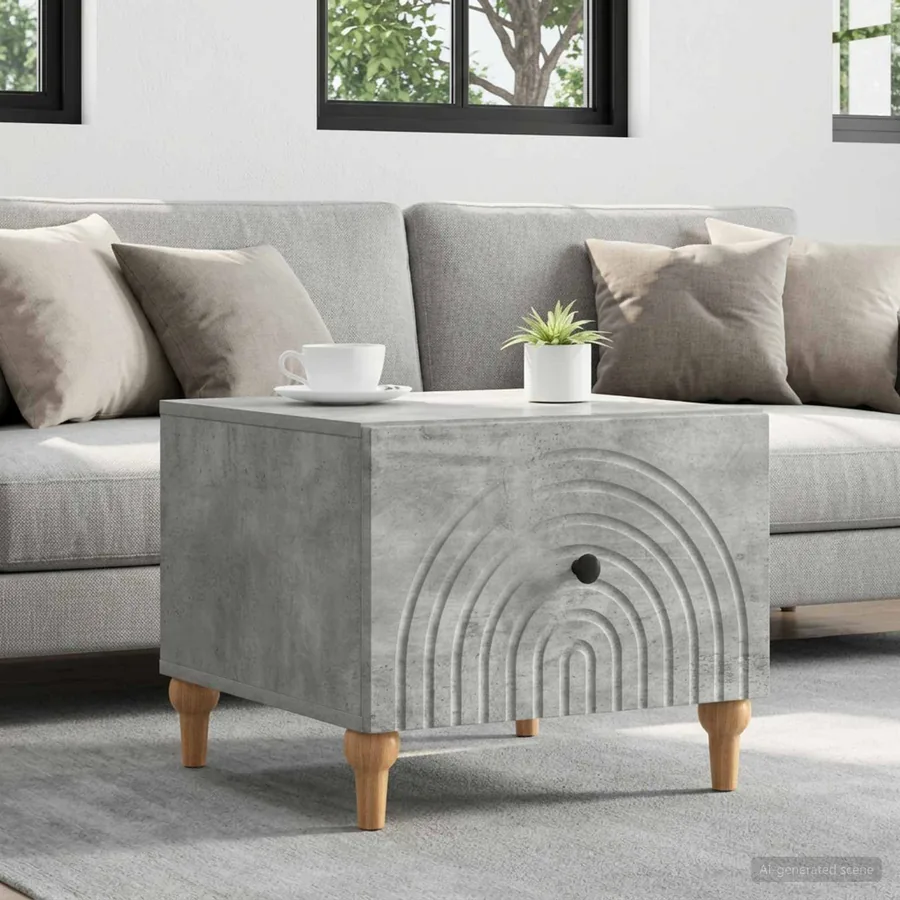 Table basse Gris béton 49 x 50 x 40 cm Bois d'ingénierie