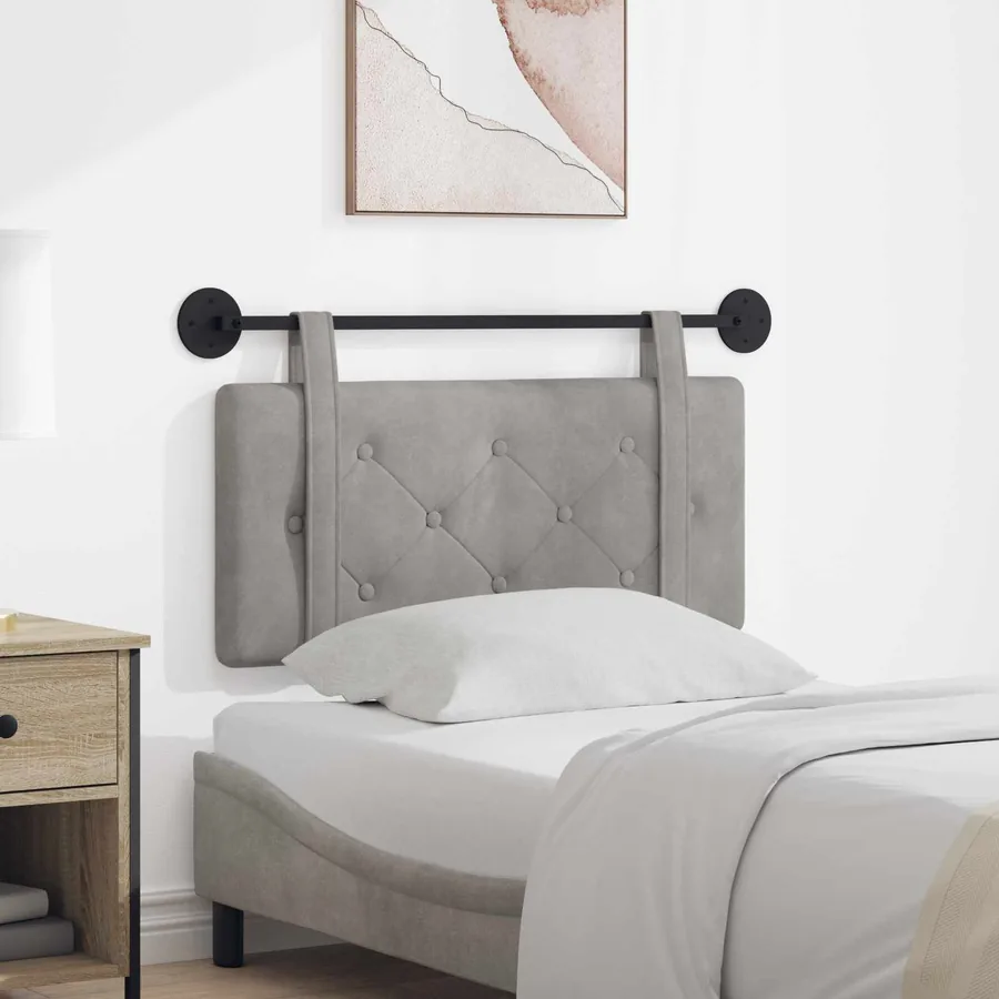 Tête de lit suspendue Gris clair Velours