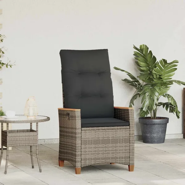 Chaise de jardin inclinable Gris et Gris foncé polyrotin