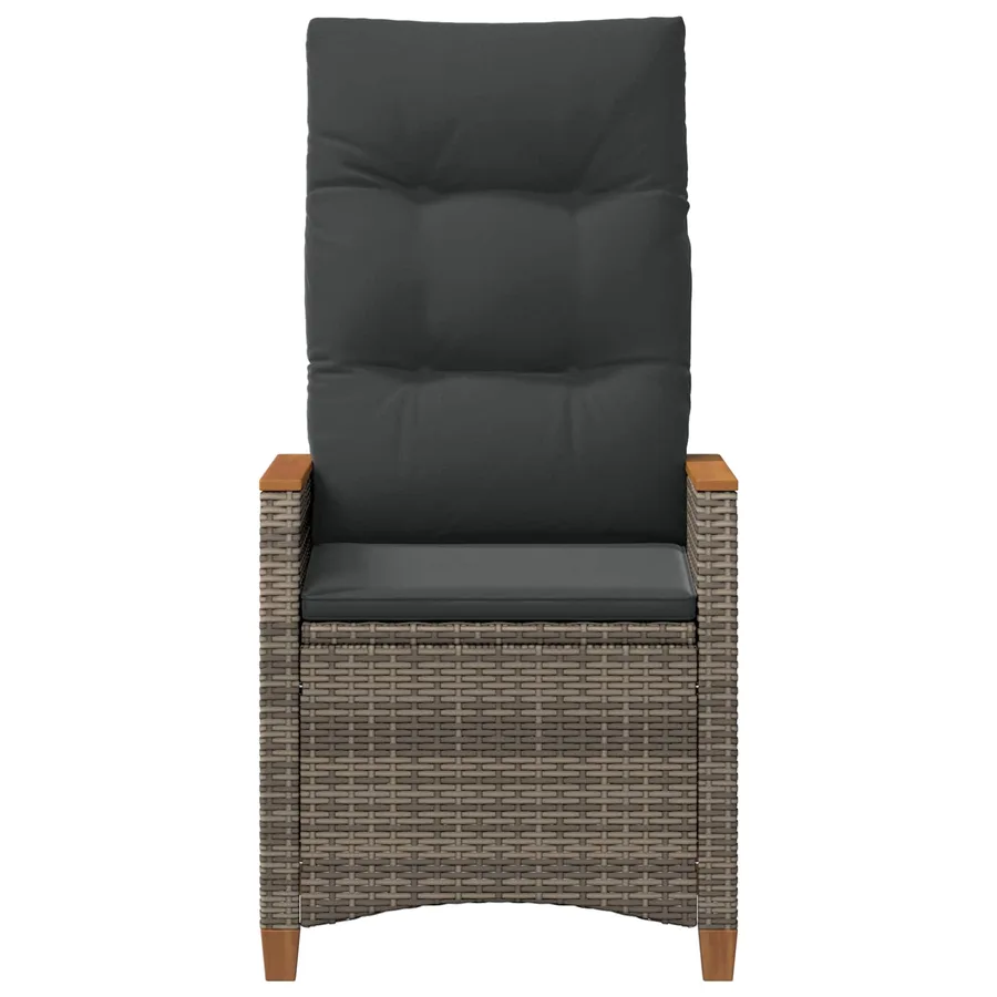 Chaise de jardin inclinable Gris et Gris foncé polyrotin - 4