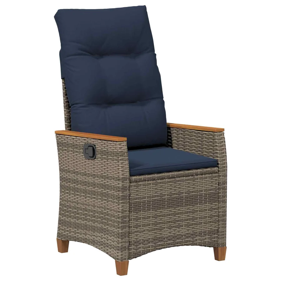 Chaise de jardin inclinable Gris et bleu marine polyrotin - 2