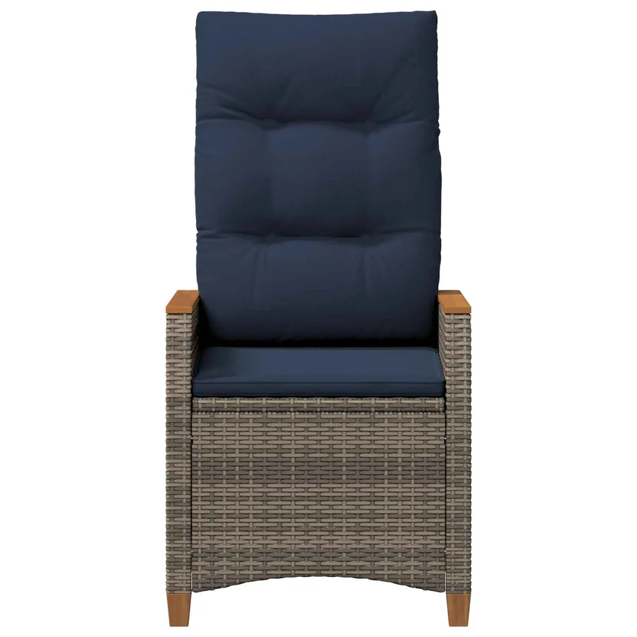 Chaise de jardin inclinable Gris et bleu marine polyrotin - 4