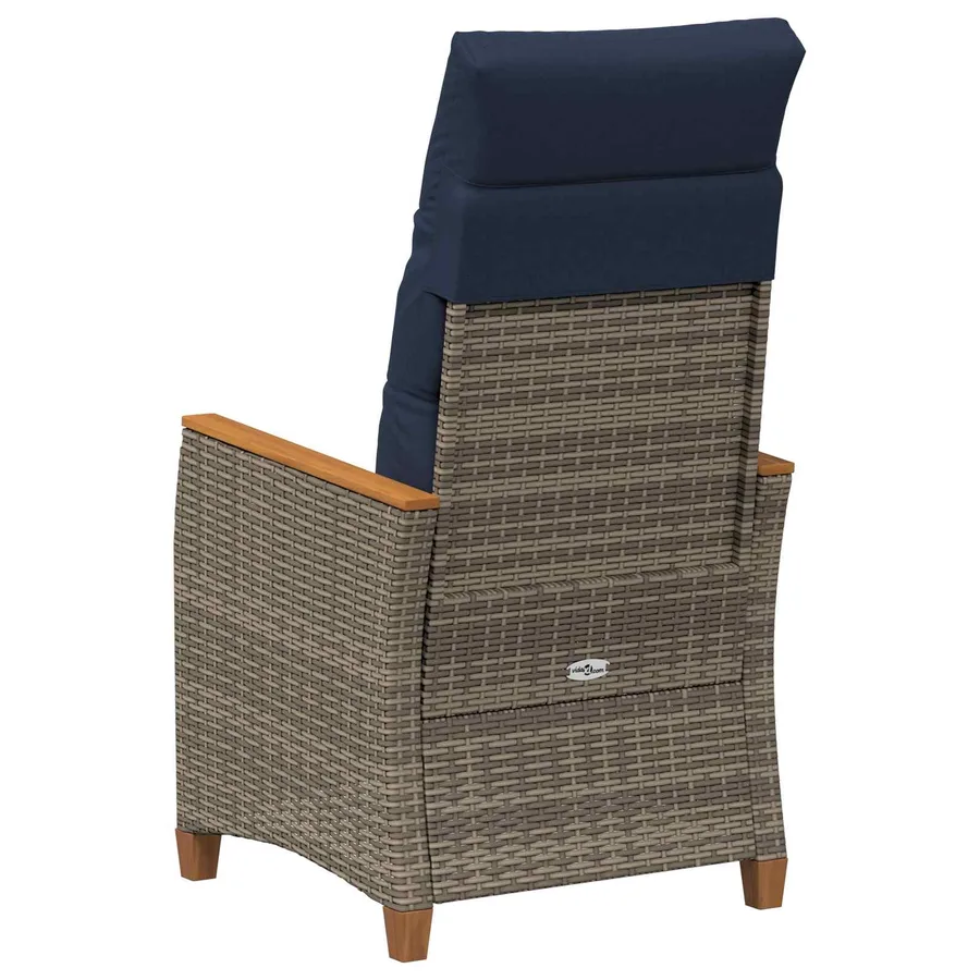 Chaise de jardin inclinable Gris et bleu marine polyrotin - 6