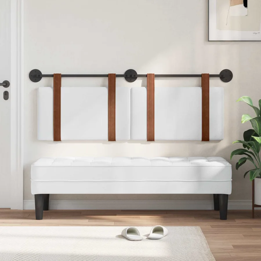 Tête de lit suspendue Blanc PU antique - 3