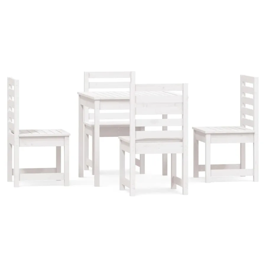 Ensemble à manger de jardin 5 pcs blanc bois massif de pin - 2