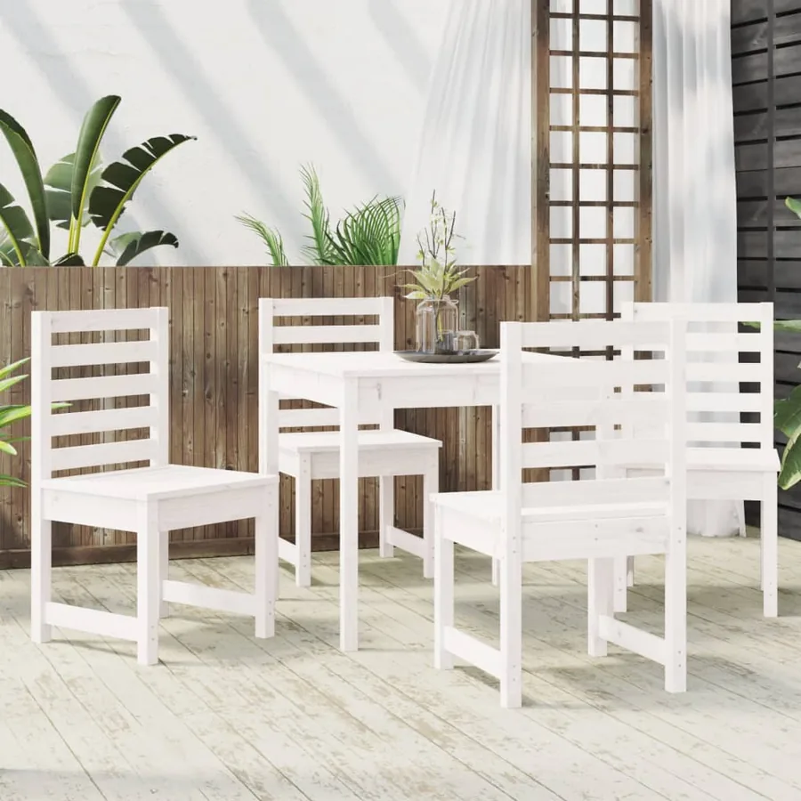 Ensemble à manger de jardin 5 pcs blanc bois massif de pin - 3