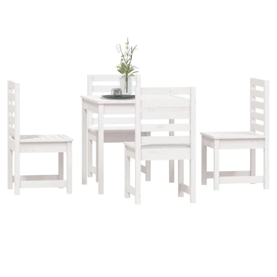 Ensemble à manger de jardin 5 pcs blanc bois massif de pin - 4