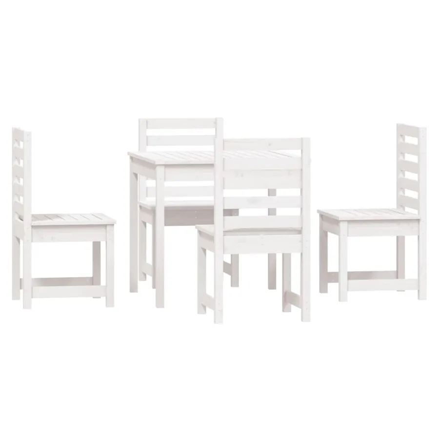 Ensemble à manger de jardin 5 pcs blanc bois massif de pin - 5