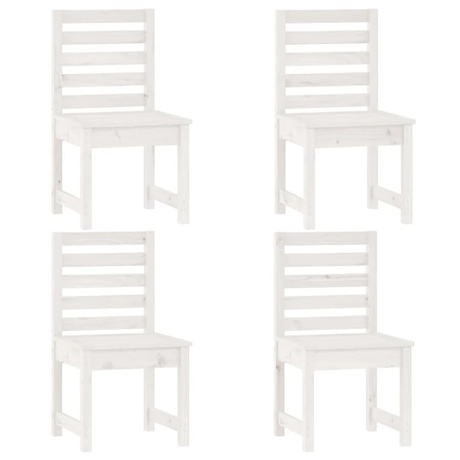 Ensemble à manger de jardin 5 pcs blanc bois massif de pin - 6