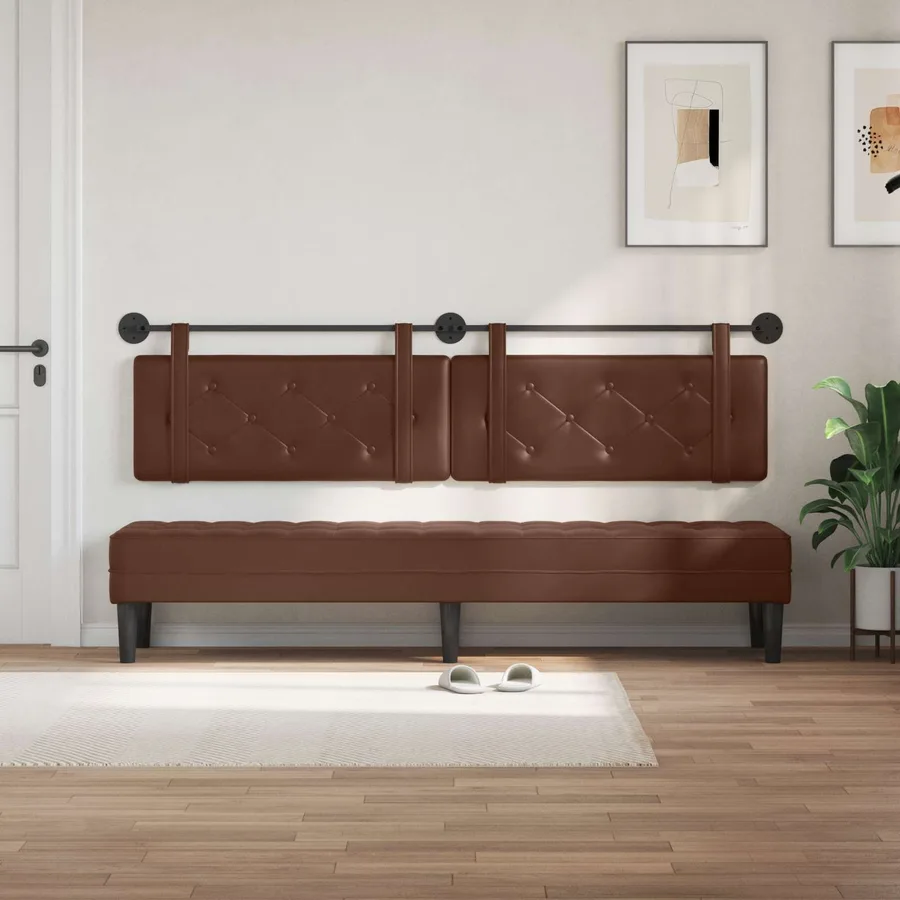 Tête de lit suspendue Marron Simili cuir - 3