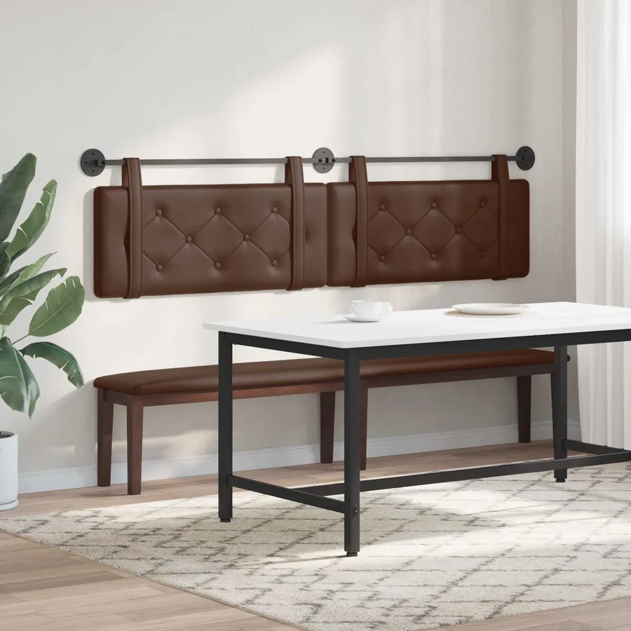 Tête de lit suspendue Marron Simili cuir - 4