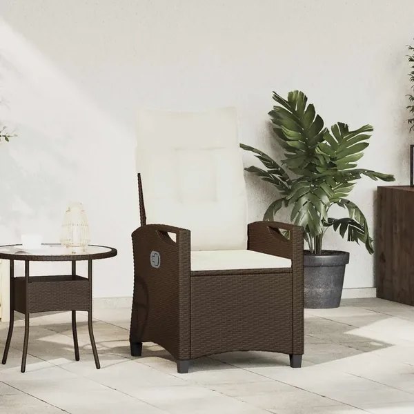Chaise de jardin inclinable Marron et Crème 56 x 60 x 112 cm