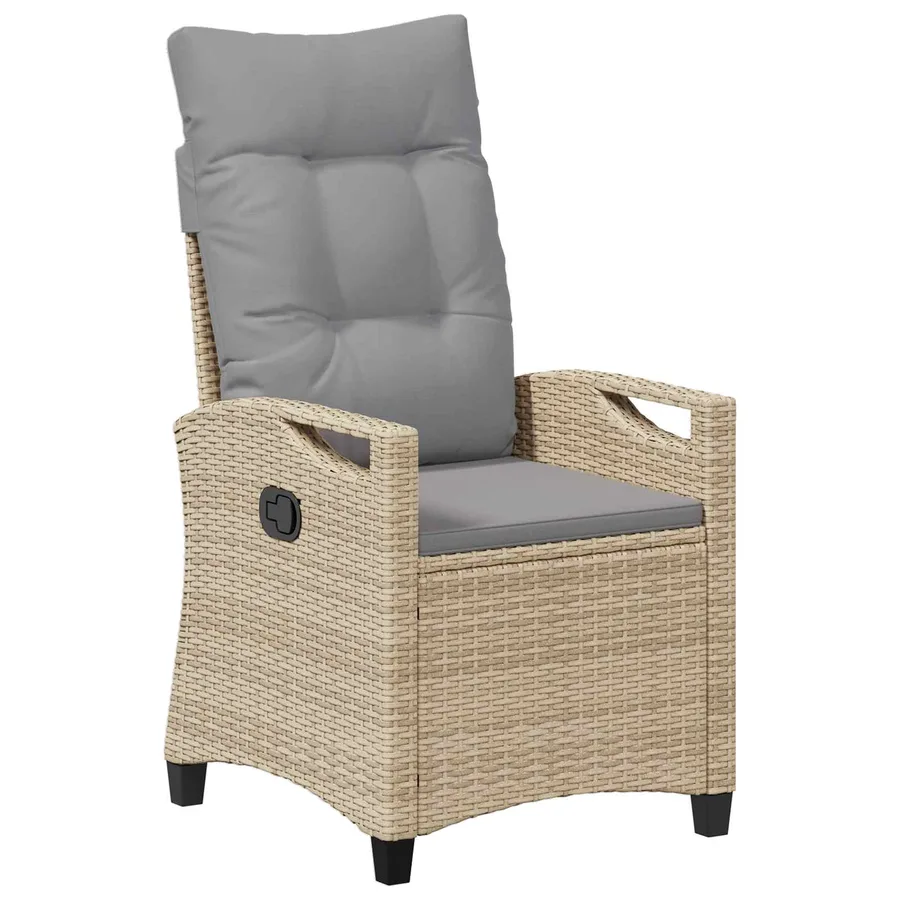 Chaise de jardin inclinable Beige et Gris clair polyrotin - 2
