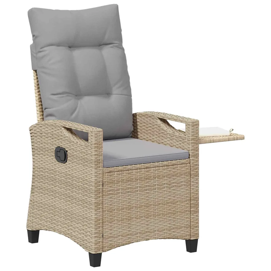 Chaise de jardin inclinable Beige et Gris clair polyrotin - 3