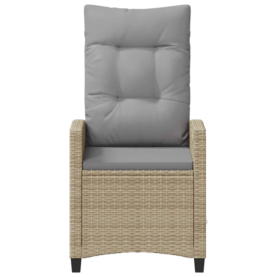 Chaise de jardin inclinable Beige et Gris clair polyrotin - 5