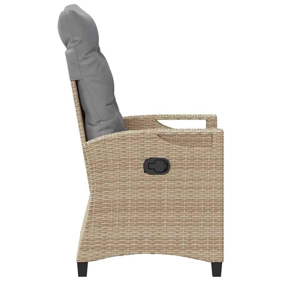 Chaise de jardin inclinable Beige et Gris clair polyrotin - 6