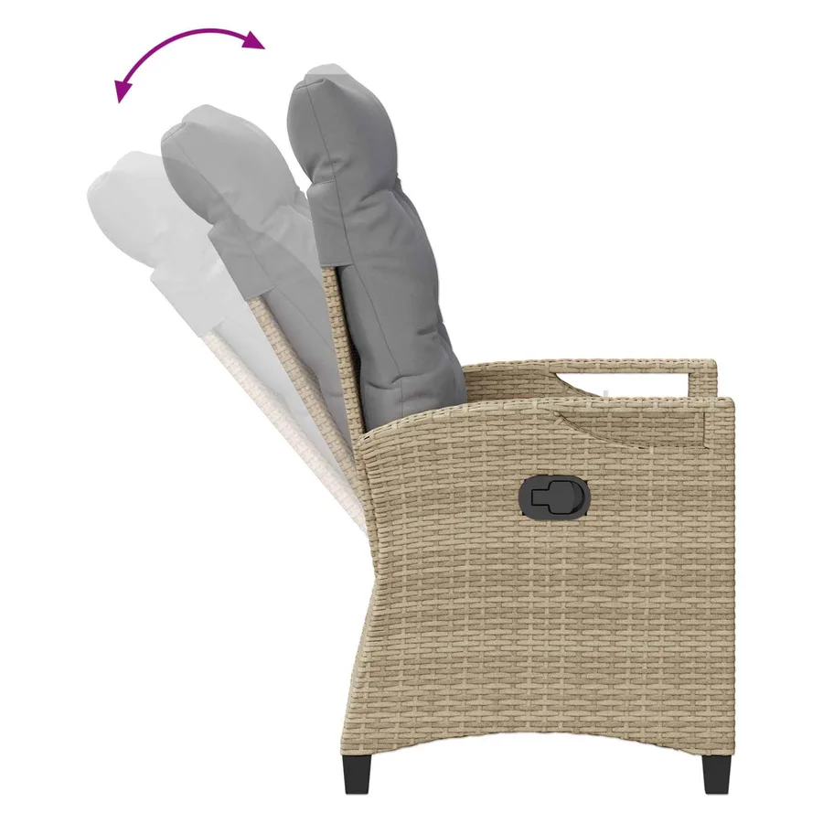 Chaise de jardin inclinable Beige et Gris clair polyrotin - 9