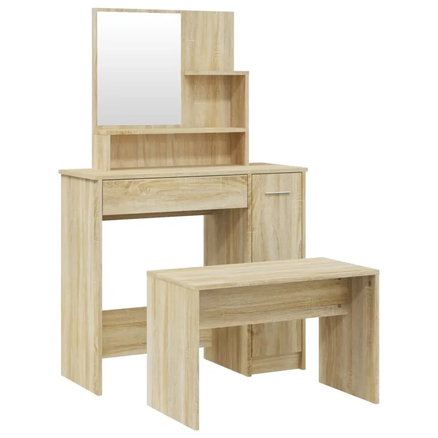Ensemble de coiffeuse Chêne Sonoma 86,5x35x136 cm - 2