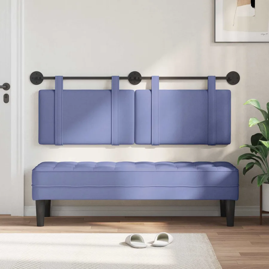 Tête de lit suspendue Bleu denim tissu - 3