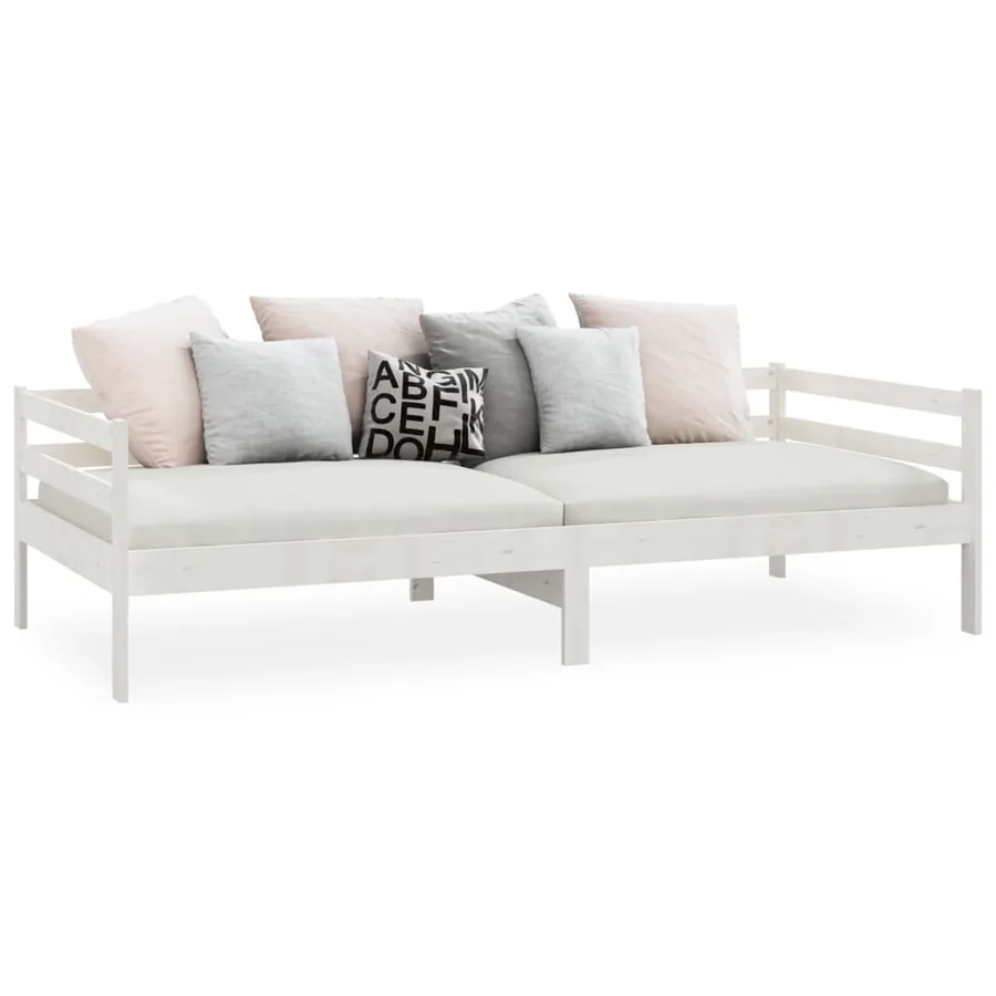 Lit de jour sans matelas blanc bois de pin massif 90x200 cm - 4