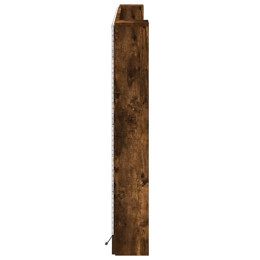 Cabinet de Tête de Lit avec LED Chêne Fumé Bois d'ingénierie - 6