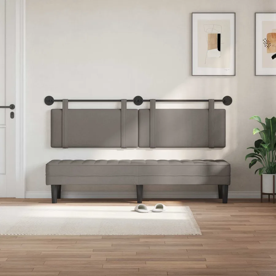 Tête de lit suspendue Taupe Tissu - 3