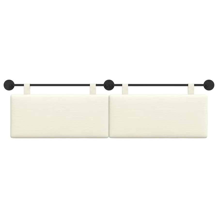 Tête de lit suspendue Crème Tissu en velours côtelé - 5