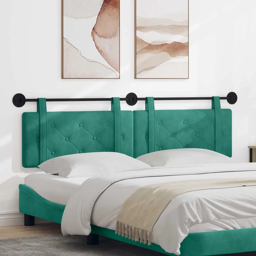 Tête de lit suspendue Turquoise Velours