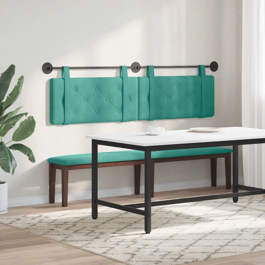 Tête de lit suspendue Turquoise Velours - 4