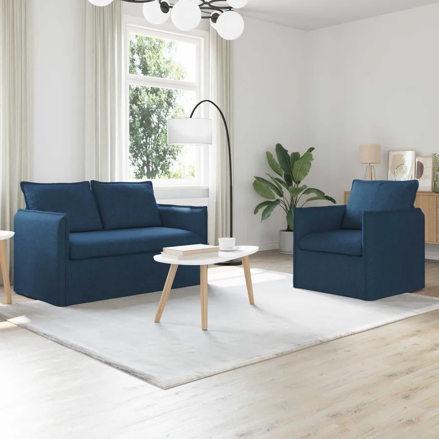 Ensemble de Canapés 2 pcs Bleu 136 x 82 x 85 cm Tissu