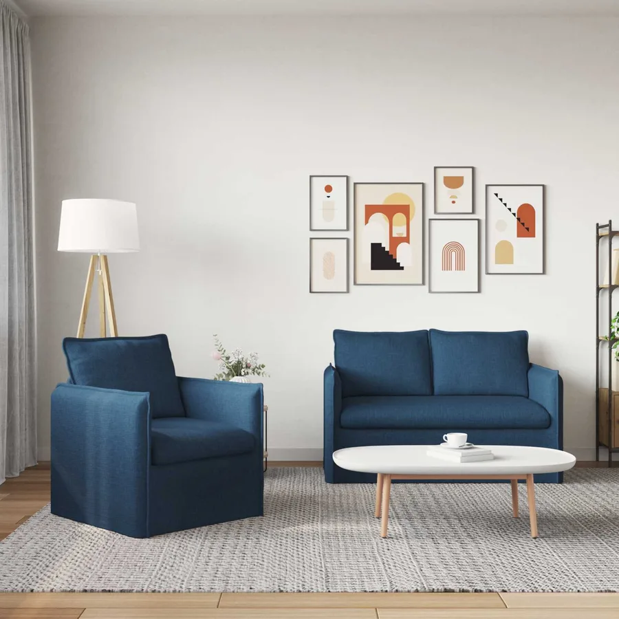 Ensemble de Canapés 2 pcs Bleu 136 x 82 x 85 cm Tissu - 3