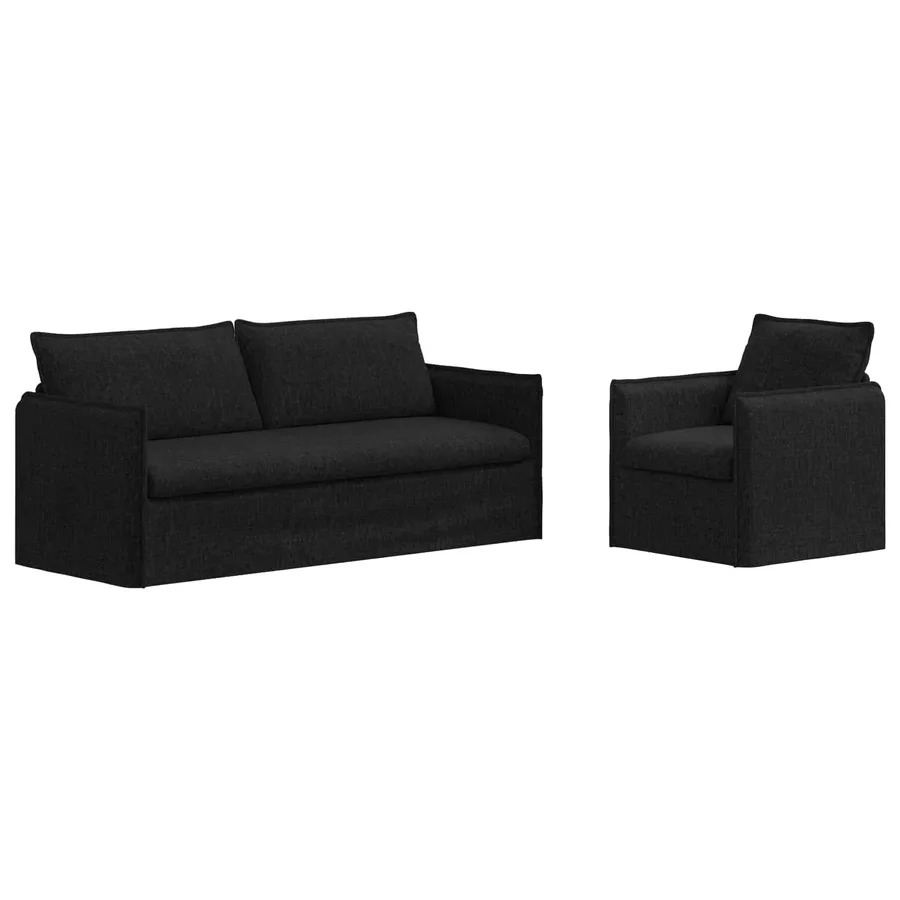Ensemble de Canapés 2 pcs Noir 196 x 82 x 85 cm Tissu - 2