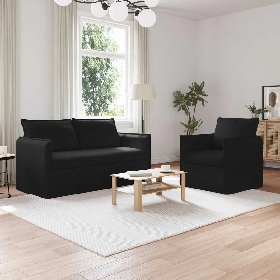 Ensemble de Canapés 2 pcs Noir 156 x 82 x 85 cm Tissu