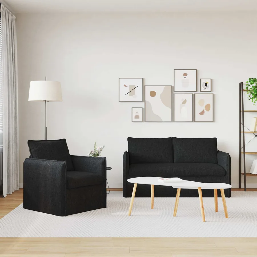 Ensemble de Canapés 2 pcs Noir 156 x 82 x 85 cm Tissu - 3