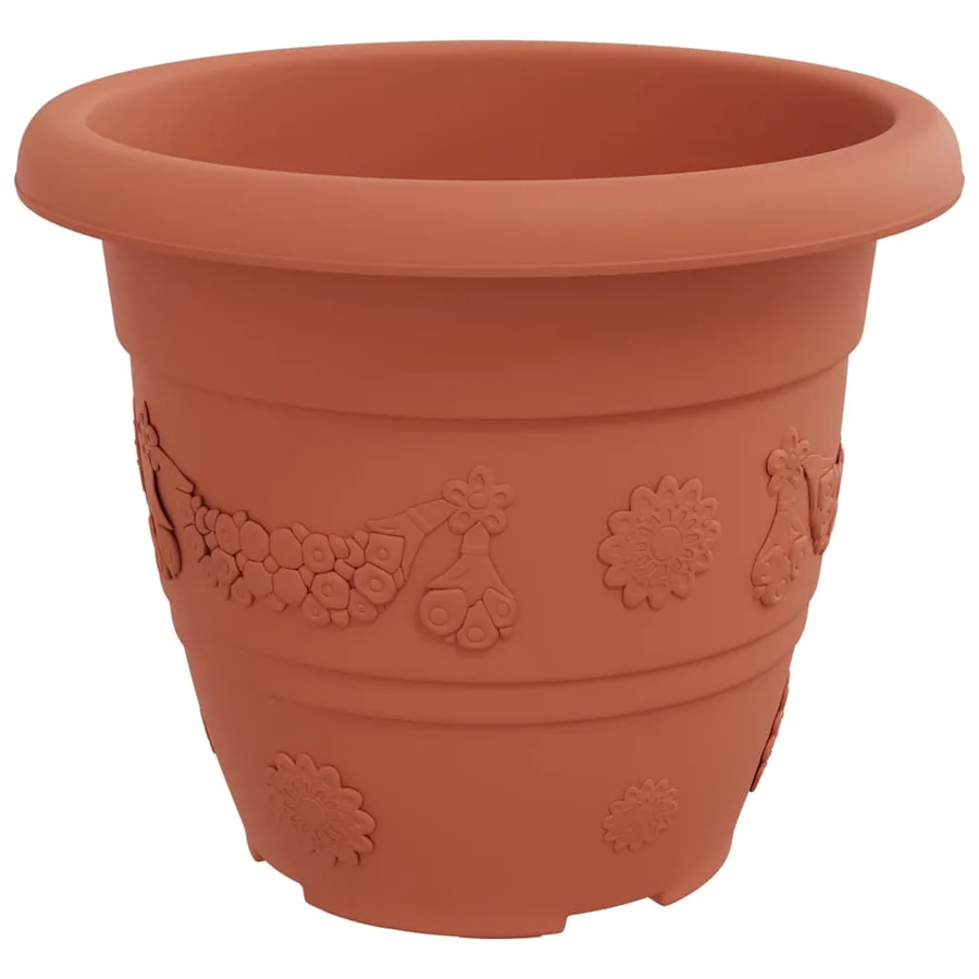Pot à fleurs rond 6 pcs Rouge brique Ø 26 x 21,5 cm Plastique - 5