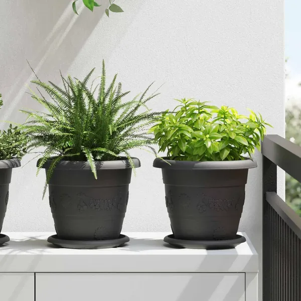 Pots de plantes 6 pcs Noir Ø 22 x 18 cm Plastique