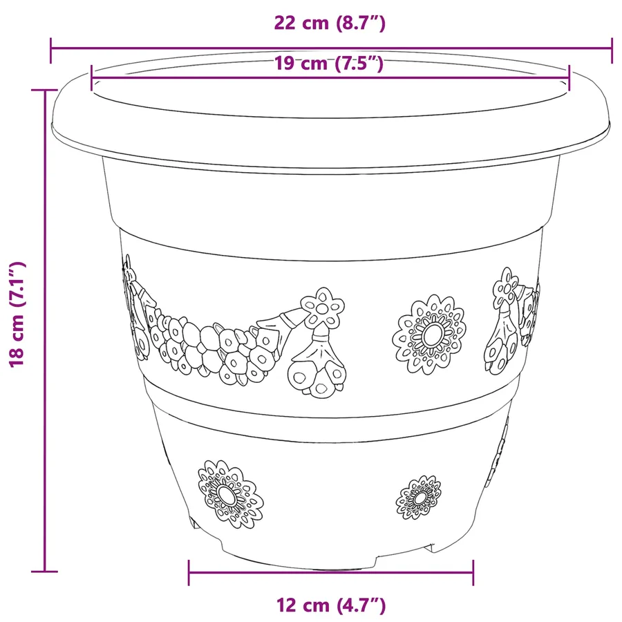Pots de plantes 6 pcs Noir Ø 22 x 18 cm Plastique - 11