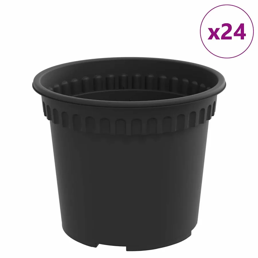 Pot à fleurs rond 24 pcs Noir Ø 12,5 x 10 cm Plastique - 2