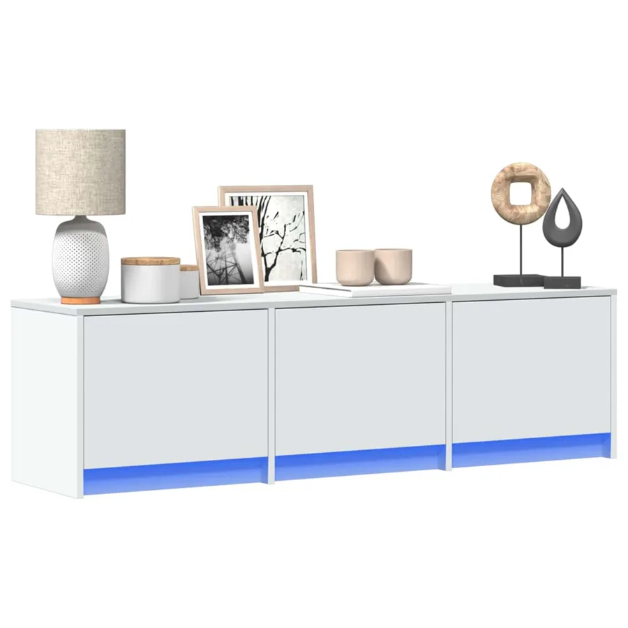 Meuble TV avec LED Blanc 140 x 34 x 40 cm Bois d'ingénierie - 2