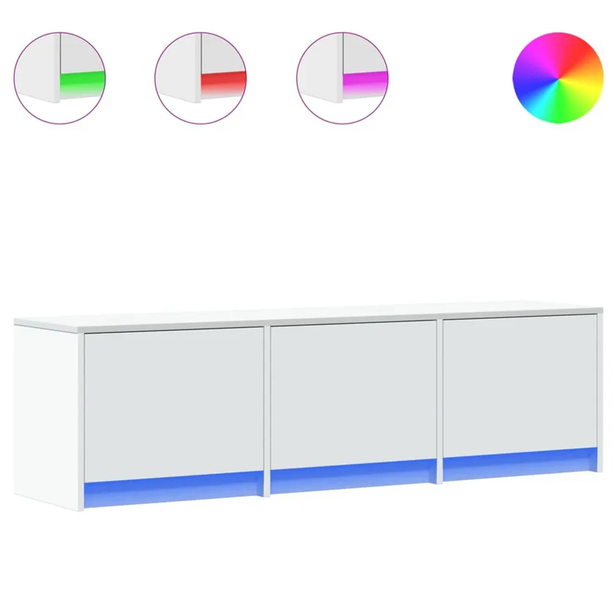 Meuble TV avec LED Blanc 140 x 34 x 40 cm Bois d'ingénierie - 3
