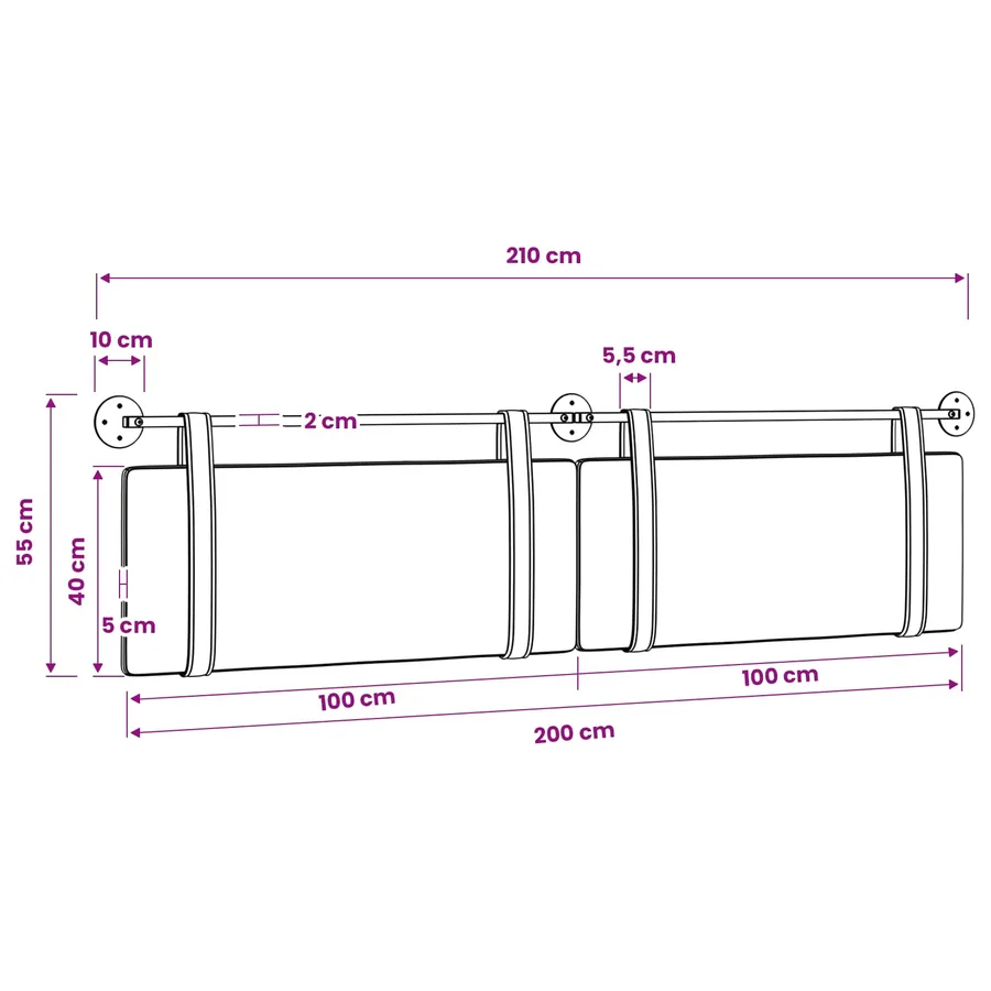 Tête de lit suspendue Blanc tissu - 11