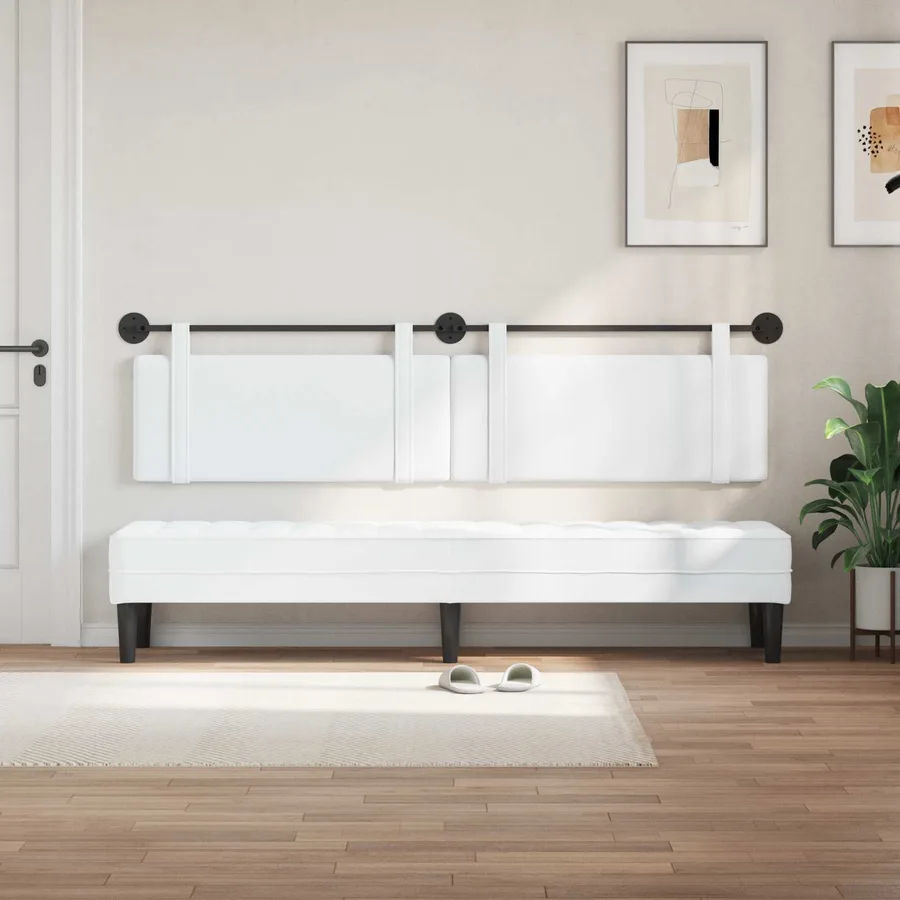 Tête de lit suspendue Blanc tissu - 3