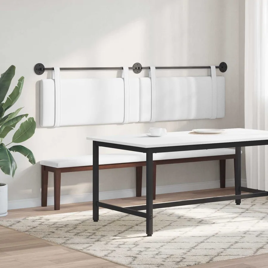 Tête de lit suspendue Blanc tissu - 4